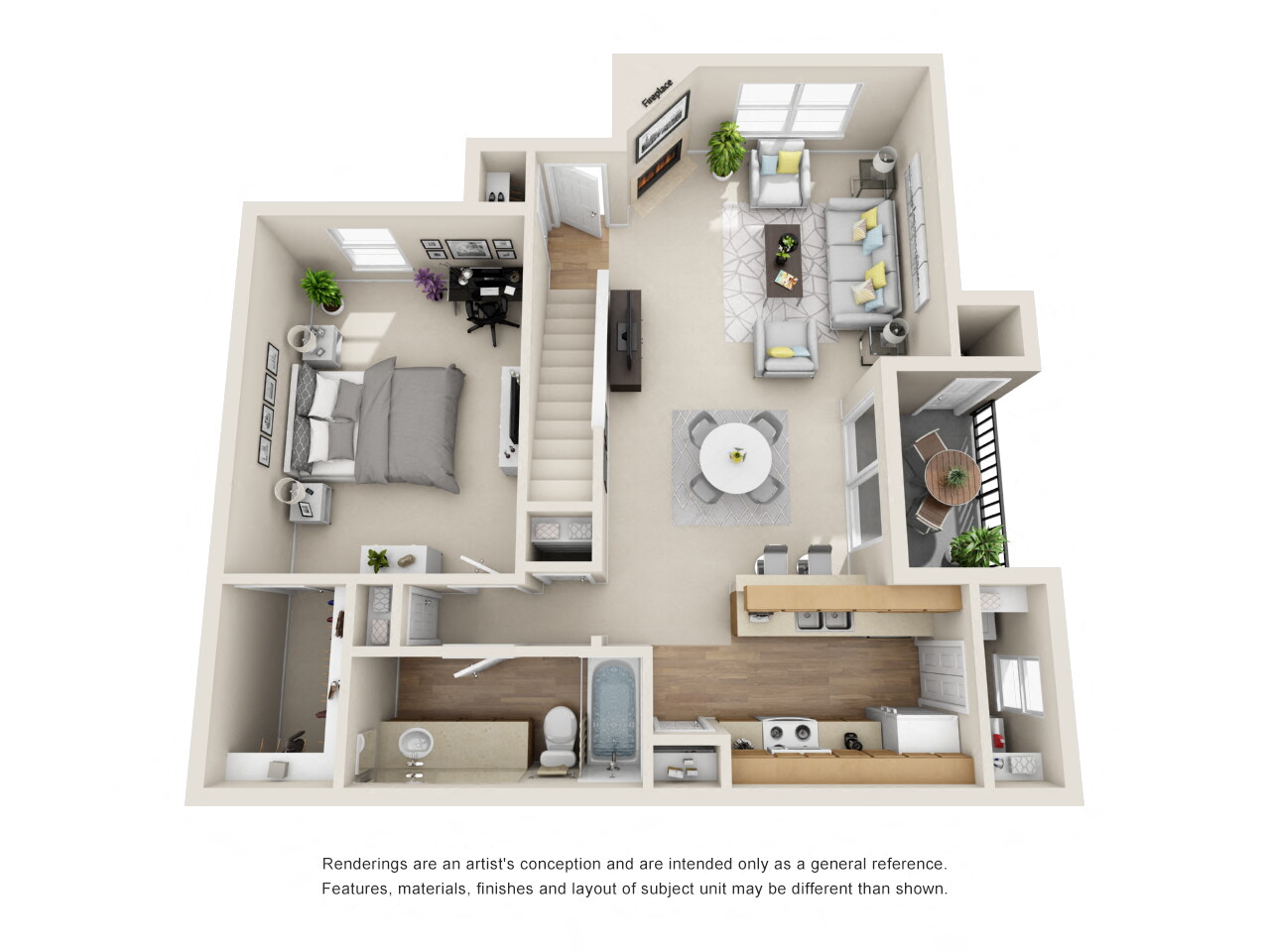 Floor plan for 2 beds, 2 baths, 1200 sqft